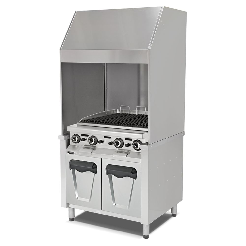 Grill pe gaz profesional, inox, cu hota monobloc, 97*85*215 cm - 0
