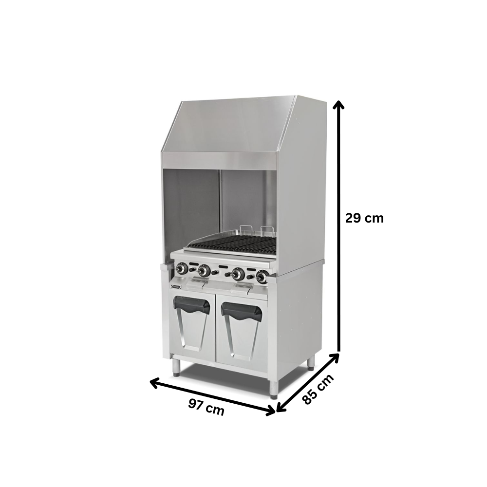 Grill pe gaz profesional, inox, cu hota monobloc, 97*85*215 cm - 1