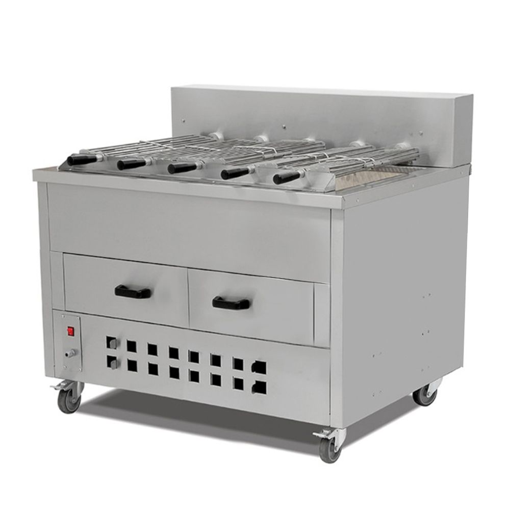 Rotisor profesional orizontal pe carbuni cu 5 tepuse - 0