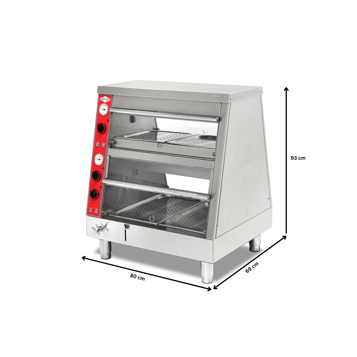 Vitrina calda de banc, inox, cu 2 polite si 4 cuve GN, 80*69*93 cm - 2