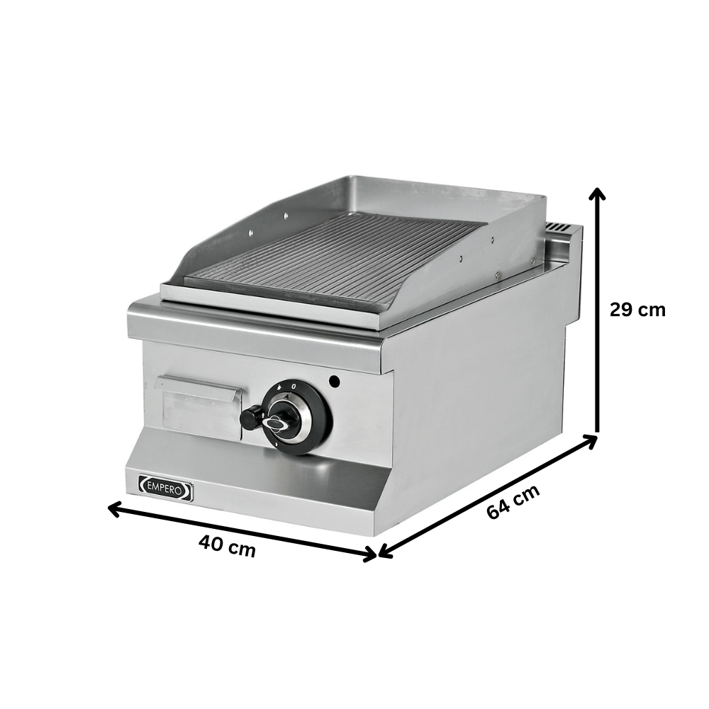 Grill pe gaz simplu profesiona, inox, cu suprafata striata, 40*64*29 cm - 1