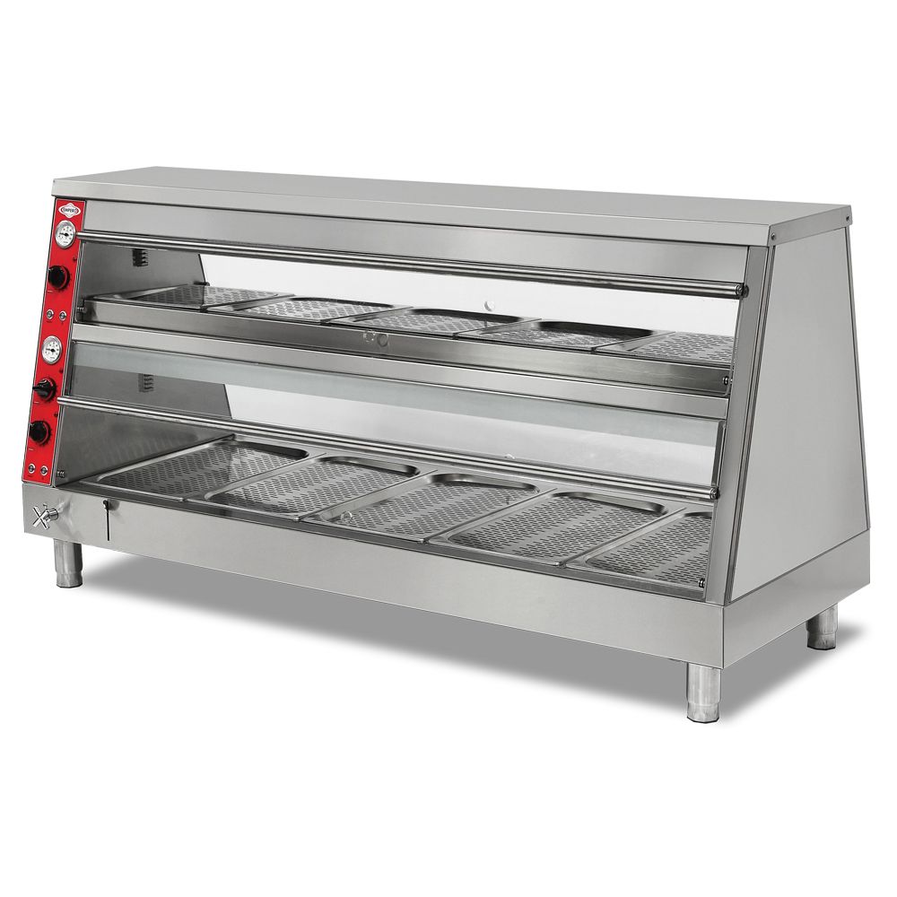 Vitrina calda de banc, inox, cu 2 polite si 10 cuve GN, 150*69*93 cm - 0