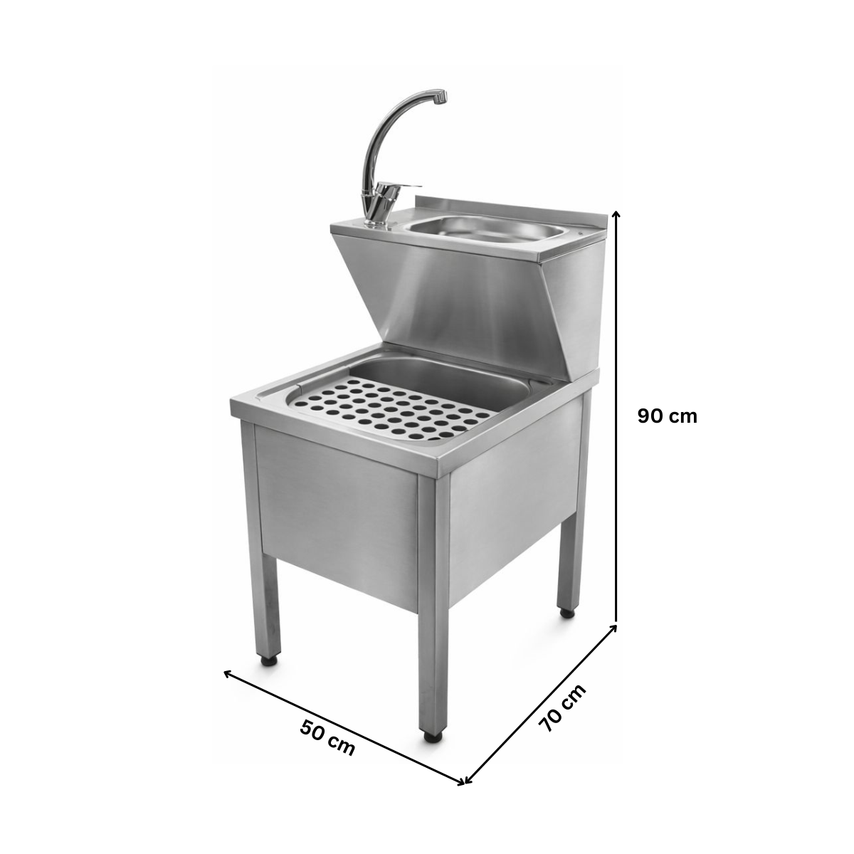 Chiuveta pentru spalat oua, inox, prevazuta cu 2 bazine 50*70*90 cm - 4