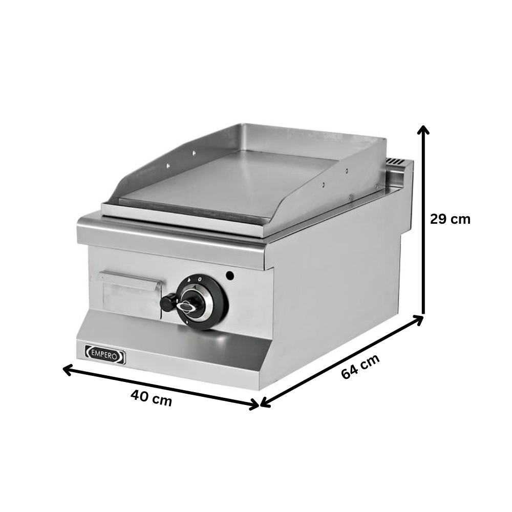 Grill pe gaz simplu profesional, inox, cu suprafata neteda cromata, 40*64*29 cm - 1