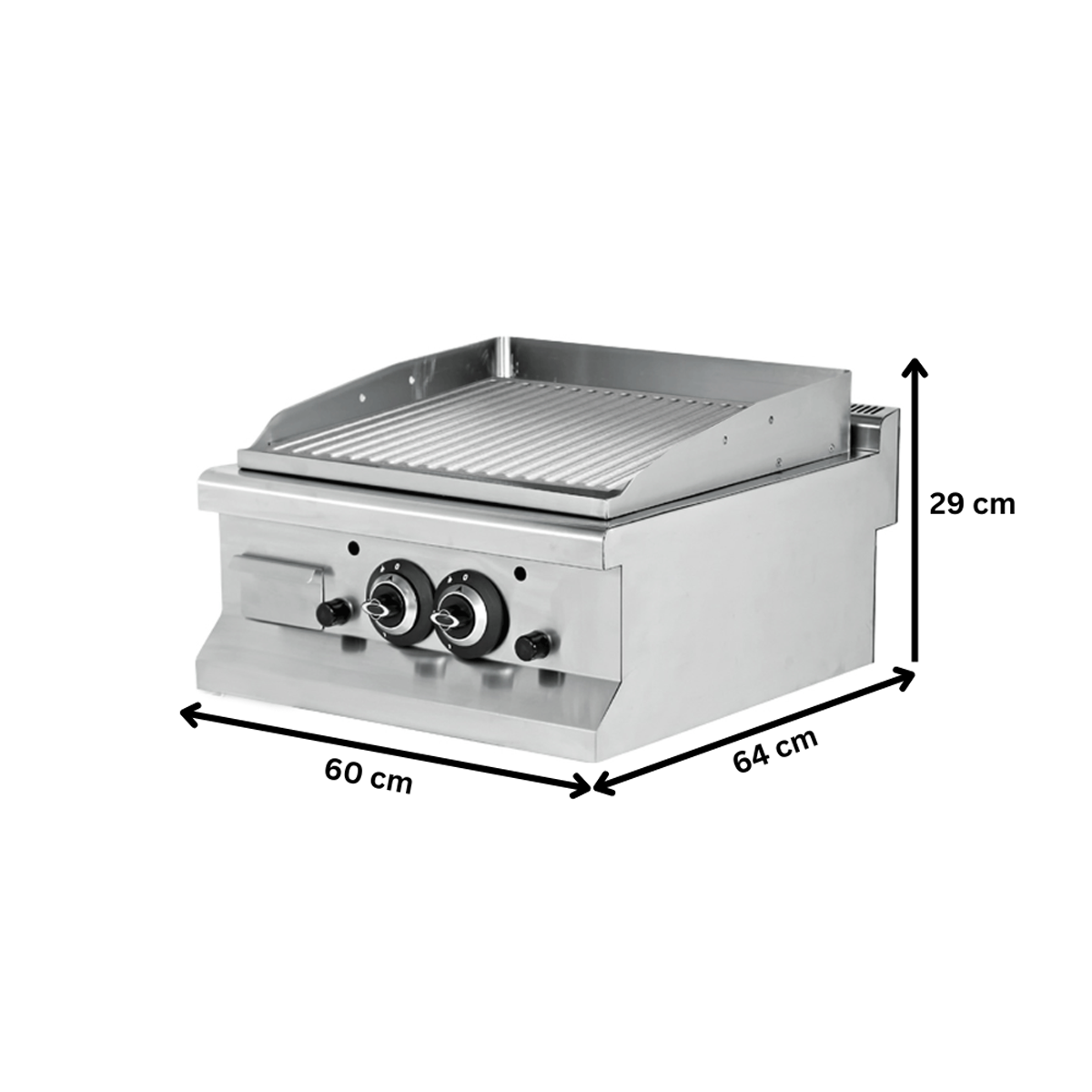 Grill electric profesional, inox, cu suprafata striata, 60*64*29 cm - 1