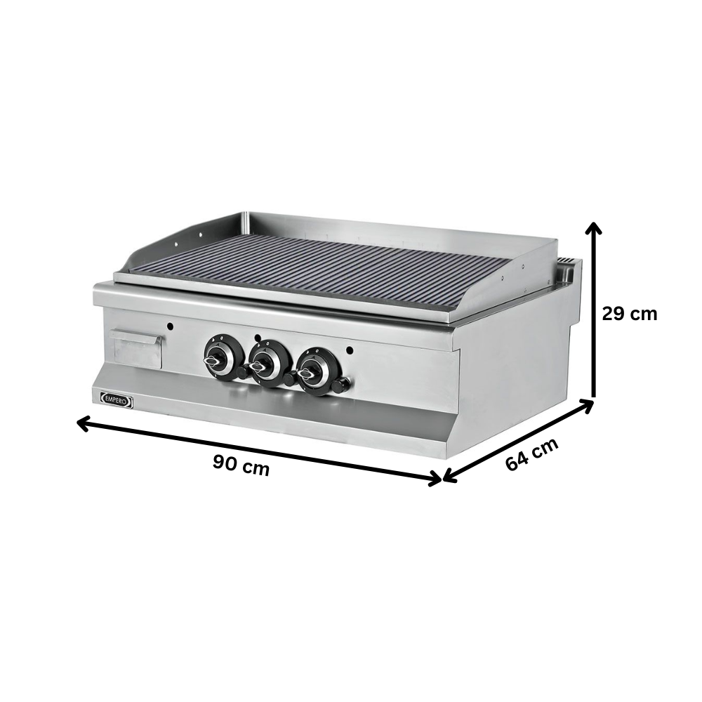 Grill electric profesional, inox, cu suprafata striata, 90*64*29 cm - 1