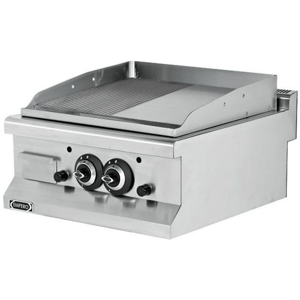 Grill electric profesional, inox, cu suprafata neteda si striat cromata, 60*64*29 cm - 0