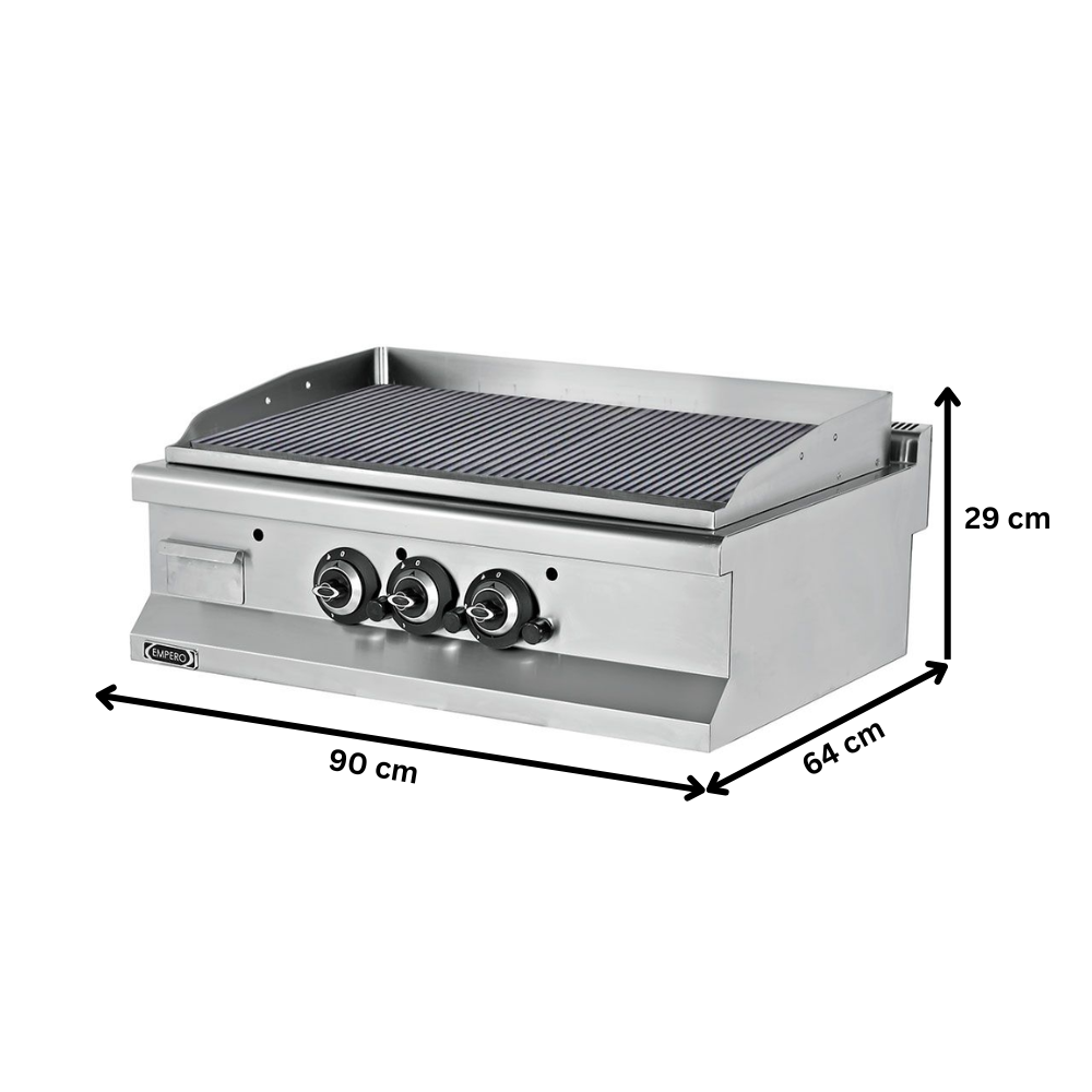 Grill electric profesional, inox, cu suprafata striata cromata, 90*64*29 cm - 1