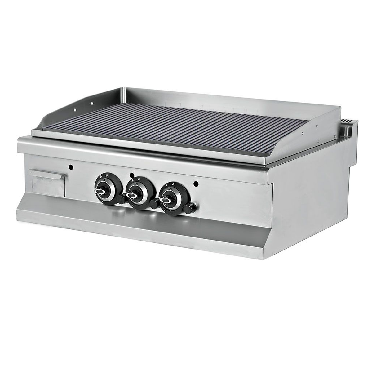 Grill electric profesional, inox, cu suprafata striata cromata, 90*64*29 cm - 0
