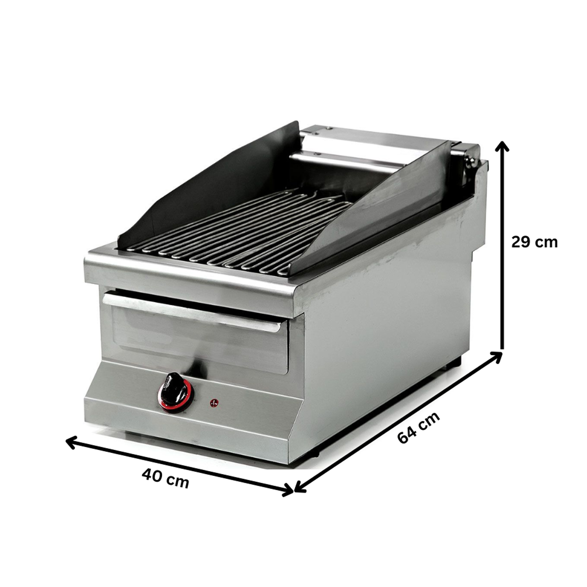 Grill electric profesional, inox, cu roca vulcanica si steamer, 40*64*29 cm - 1