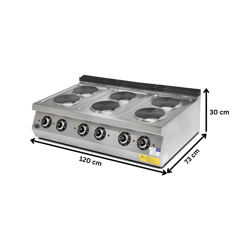 Masina de gatit electrica, inox, cu 6 plite PLUS, 120*73*30 cm - 1