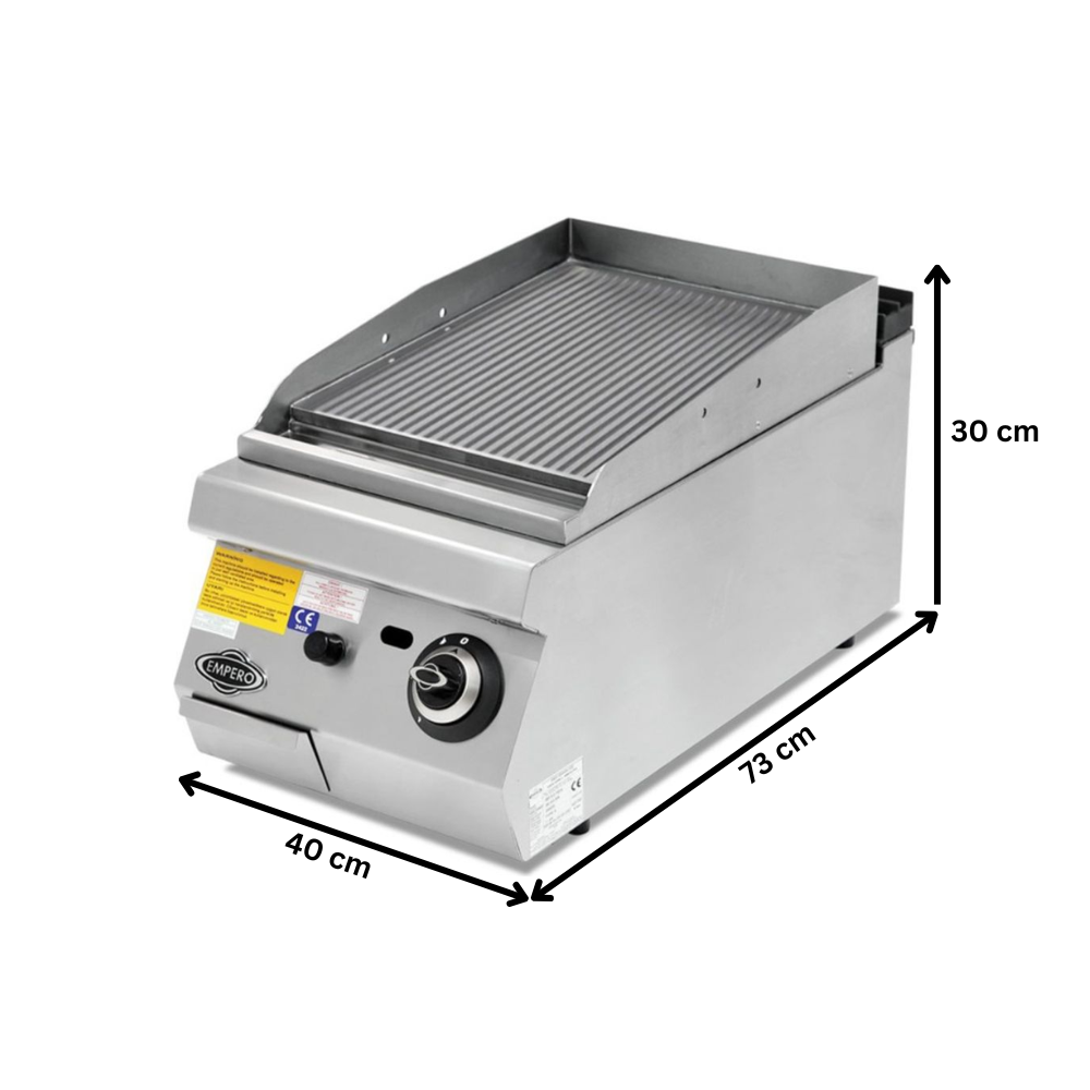 Grill pe gaz profesional, inox, cu suprafata striata PLUS, 40*73*30 cm - 1