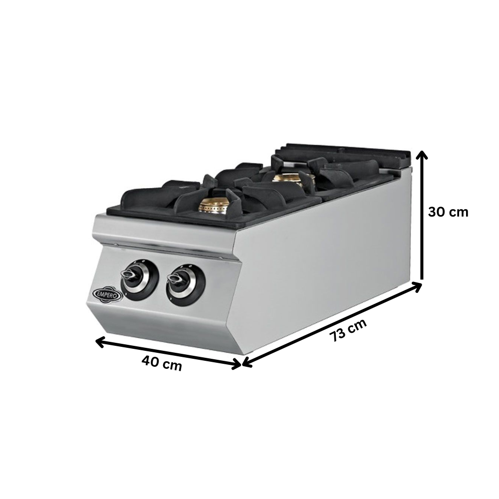 Masina de gatit pe gaz, inox, cu 2 arzatoare PLUS, 40*73*30 cm - 1