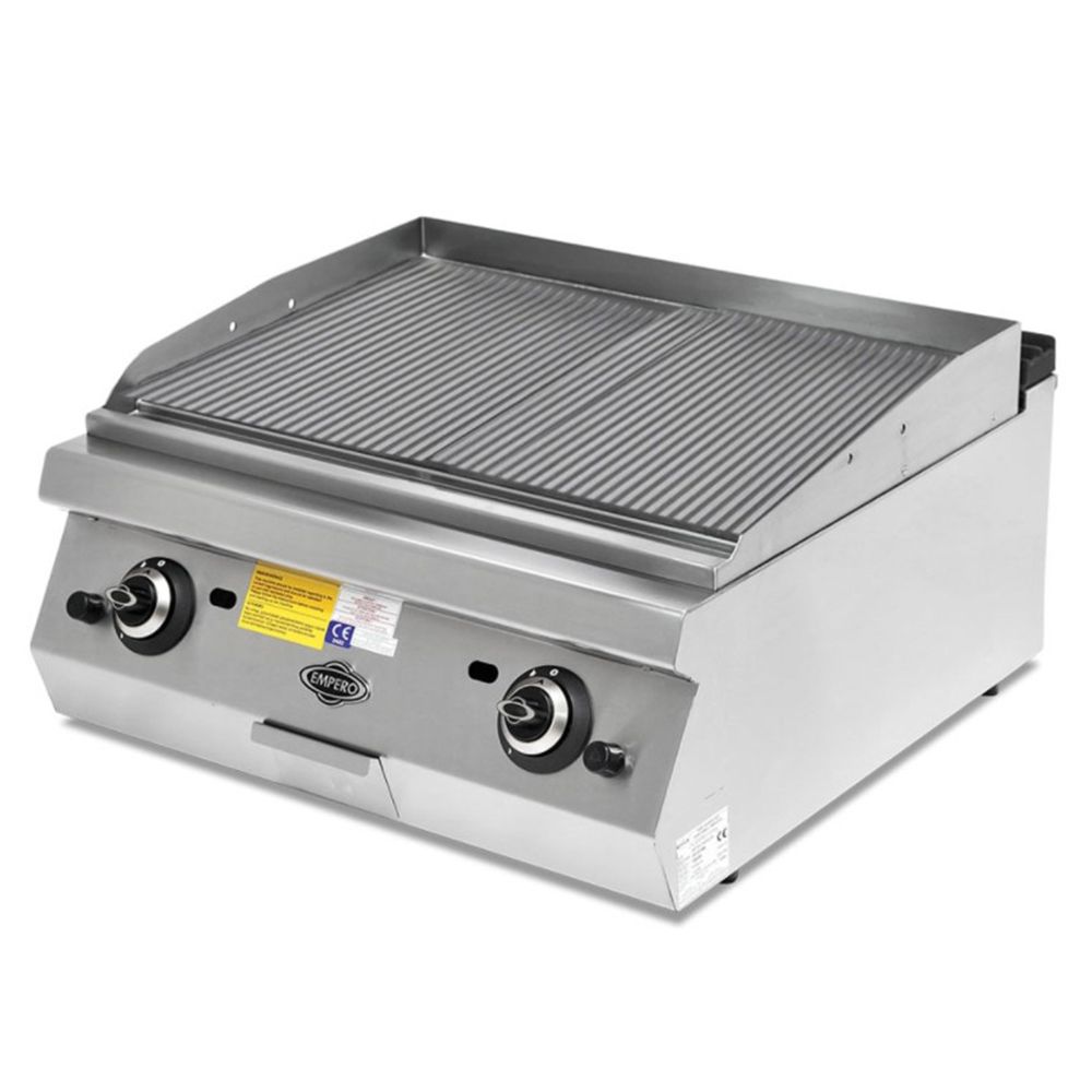 Grill pe gaz profesional, inox, cu suprafata striata PLUS, 80*90*30 cm - 0