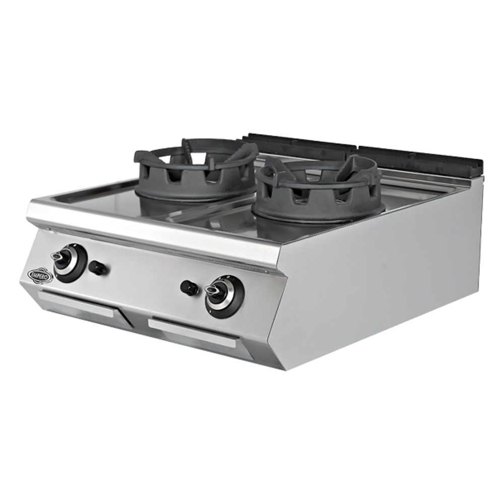 Masina de gatit pe gaz cu 2 arzatoare, inox, tip wok PLUS, 80*73*30 cm - 0