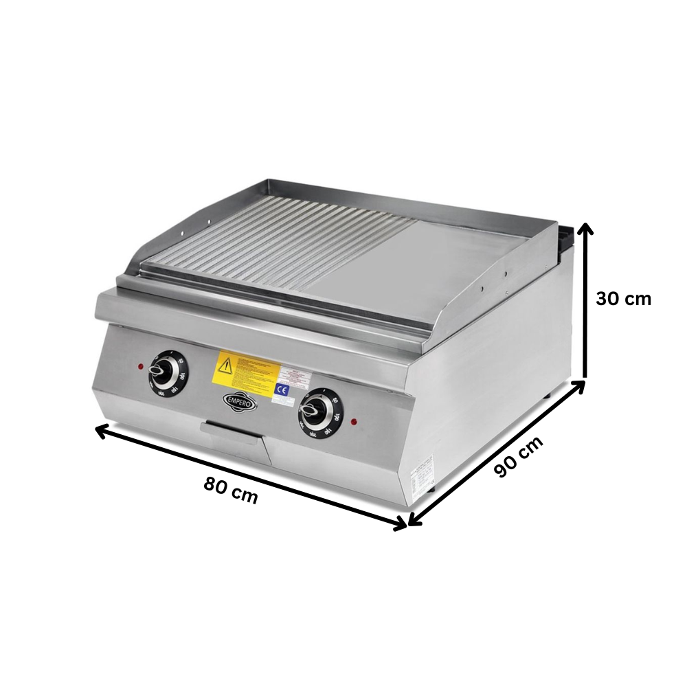 Grill electric profesional, inox, cu suprafata neteda si striata PLUS, 80*90*30 cm - 1