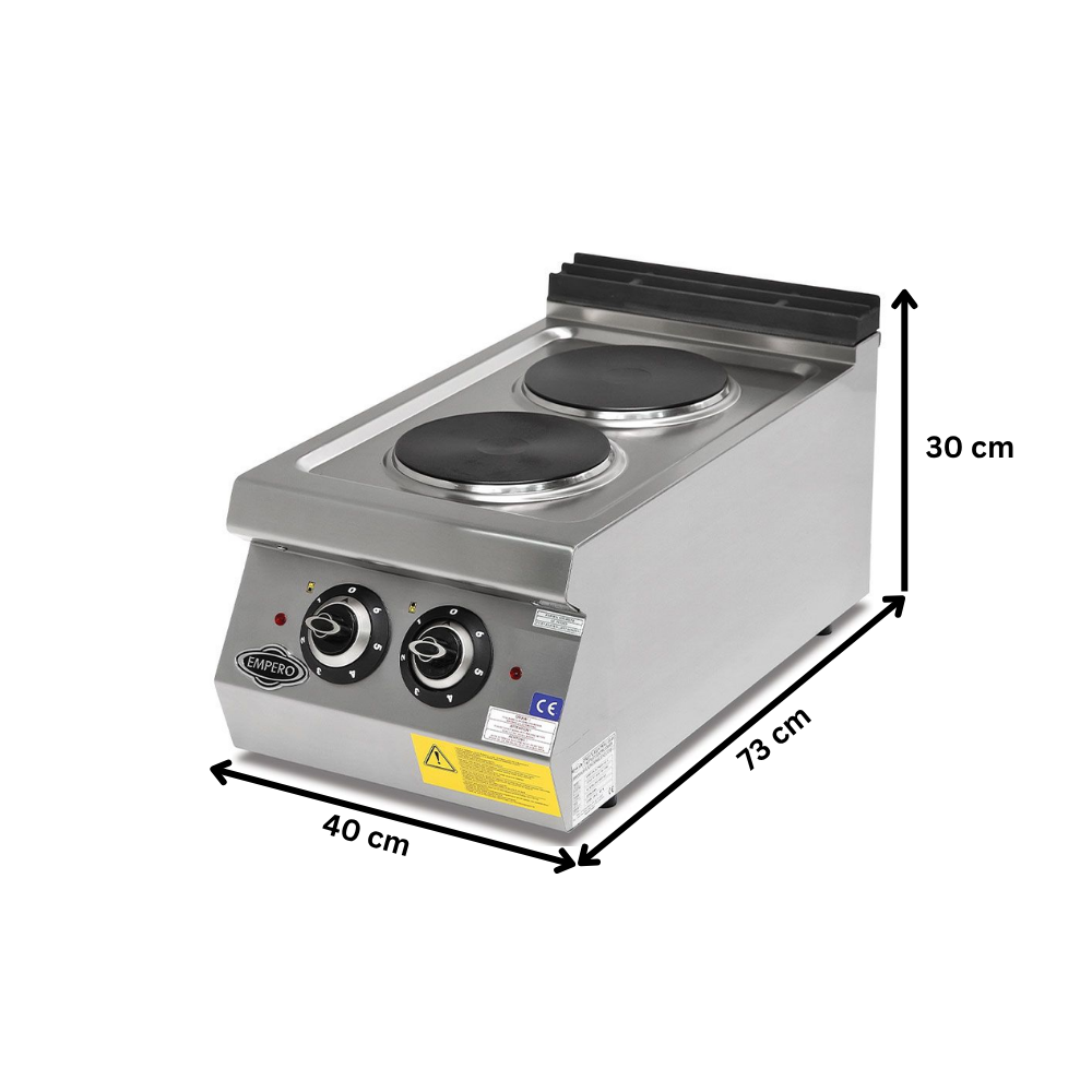 Masina de gatit electrica, inox, cu 2 plite PLUS, 40*73*30 cm - 1