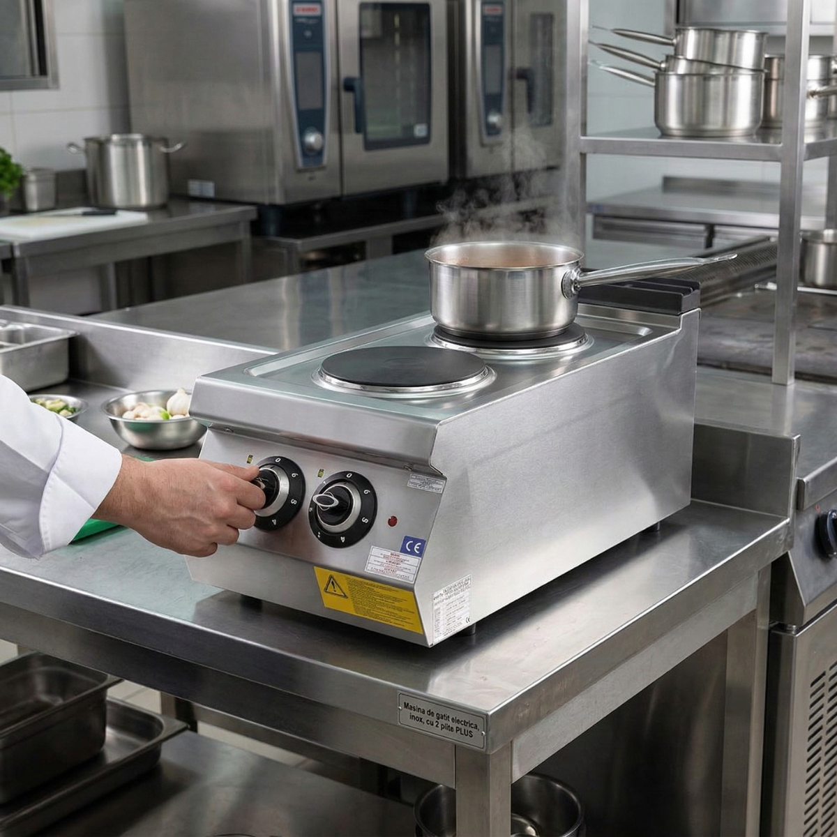 Masina de gatit electrica, inox, cu 2 plite PLUS, 40*73*30 cm - 2