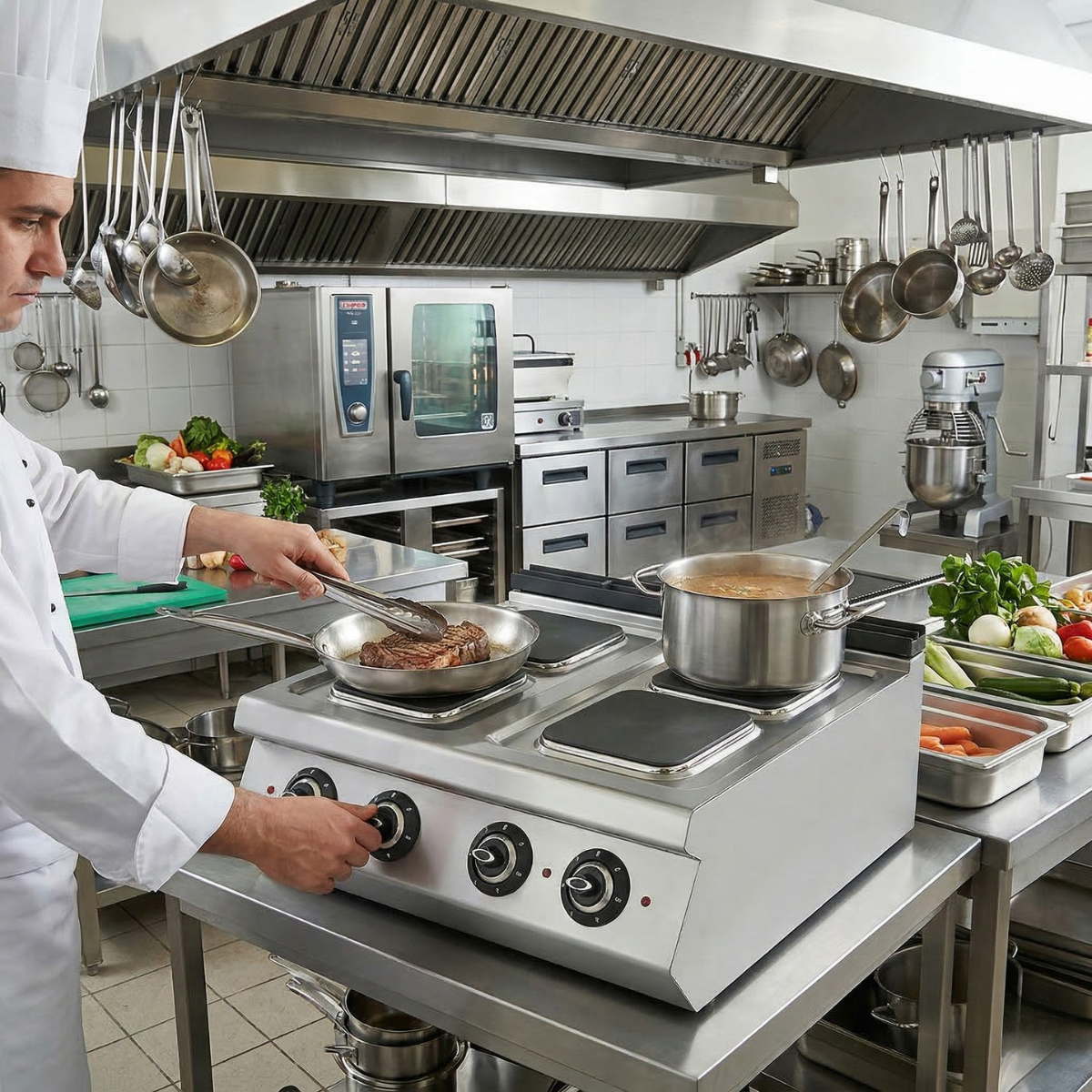 Masina de gatit electrica, inox, cu 4 plite PLUS, 80*73*30 cm - 2