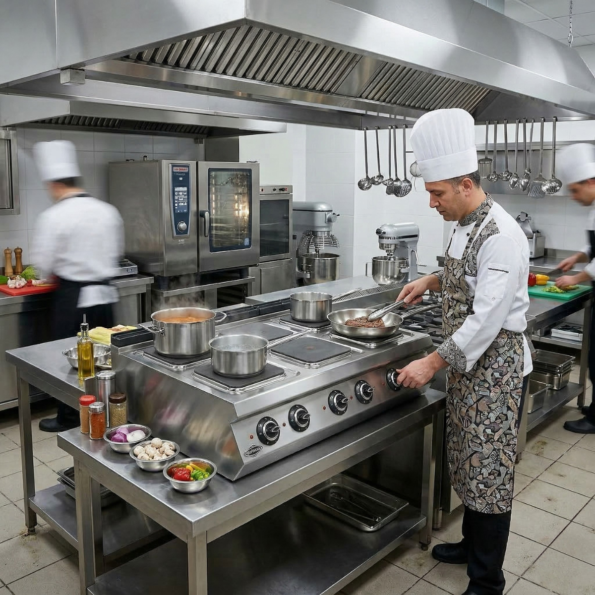 Masina de gatit electrica, inox, cu 6 plite PLUS, 120*73*30 cm - 2