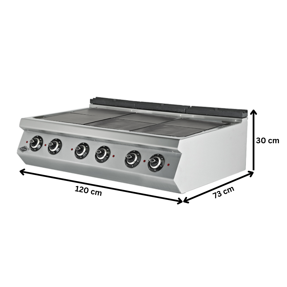 Masina de gatit electrica, inox, cu 6 plite PLUS, 120*73*30 cm - 1