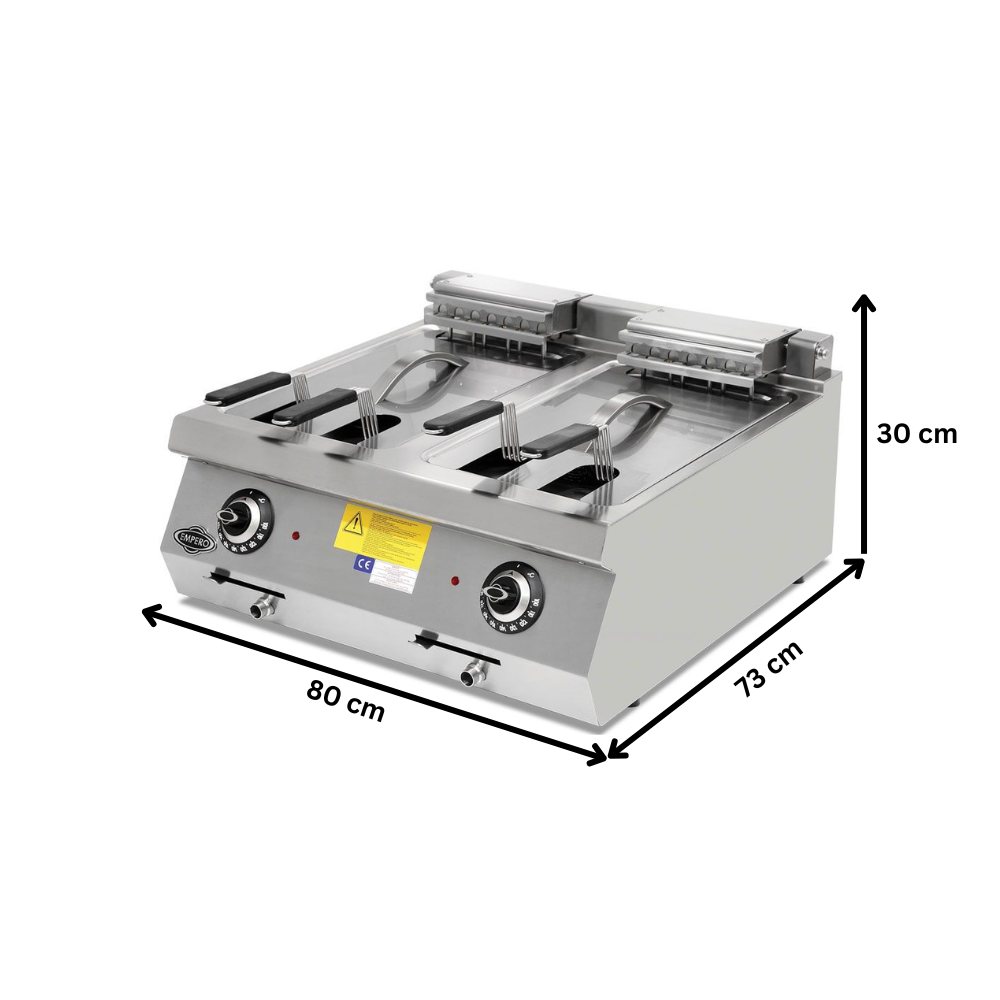 Friteuza electrica profesionala, inox, cu 2 cuve, 2*16 lt - 1