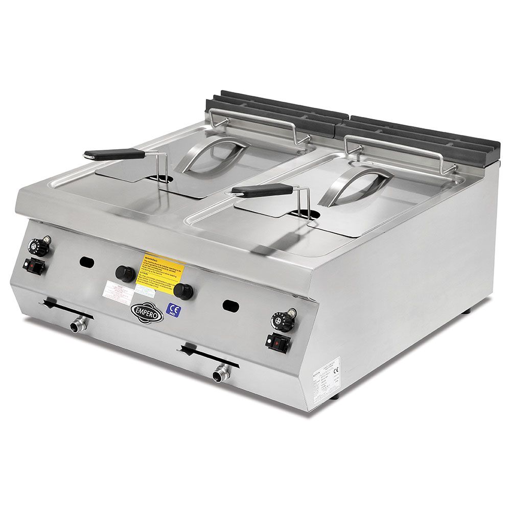 Friteuza gaz profesionala, inox, cu 2 cuve, 2*12 lt - 0