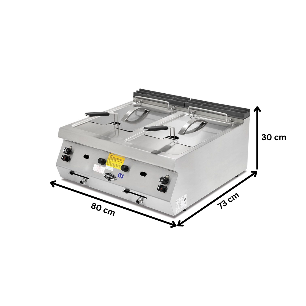 Friteuza gaz profesionala, inox, cu 2 cuve, 2*12 lt - 1