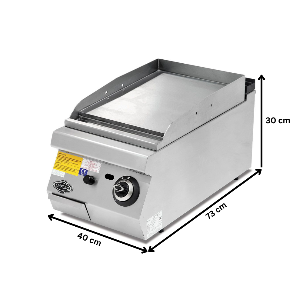 Grill pe gaz profesional, inox, cu suprafata neteda PLUS, 40*73*30 cm - 1