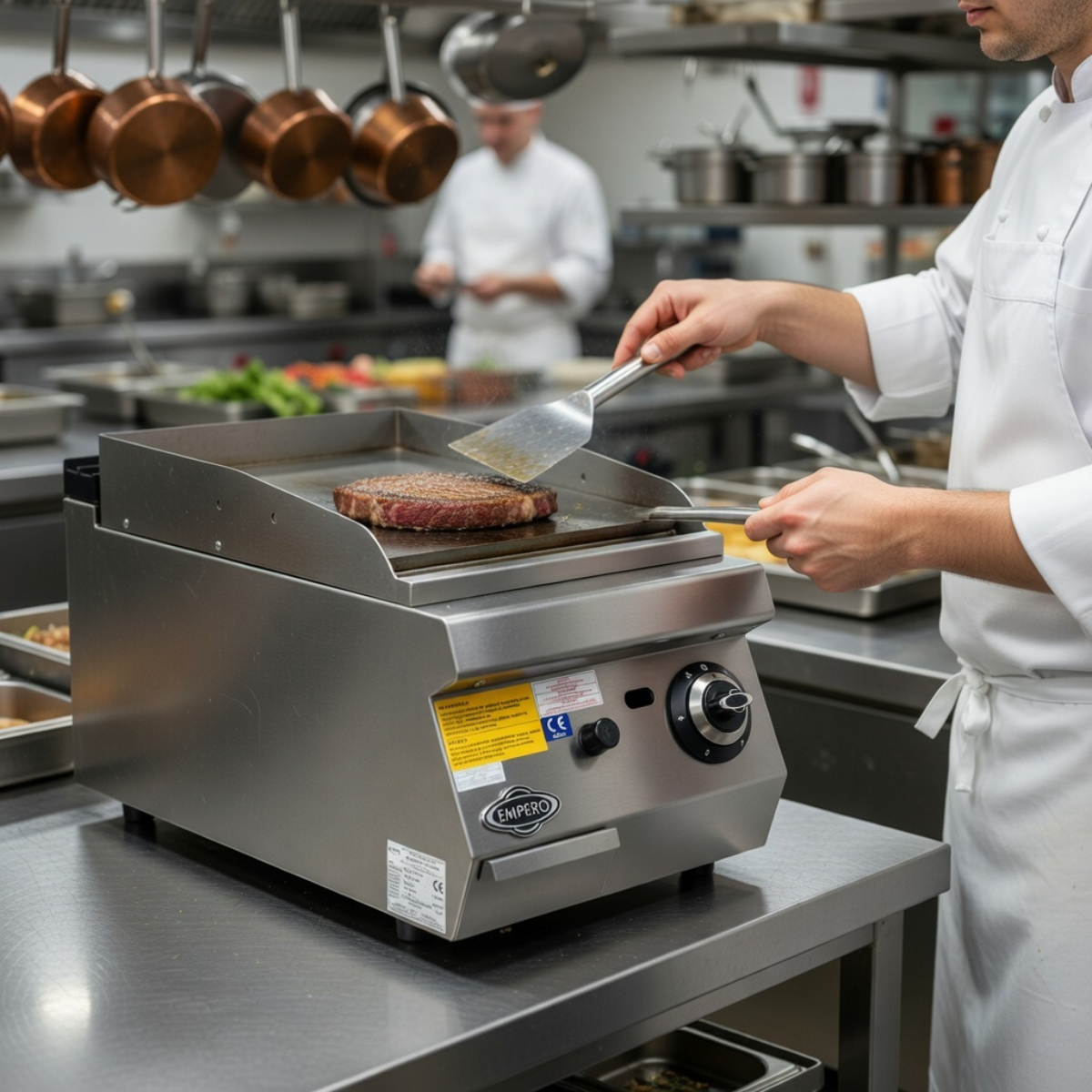 Grill pe gaz profesional, inox, cu suprafata neteda PLUS, 40*73*30 cm - 2