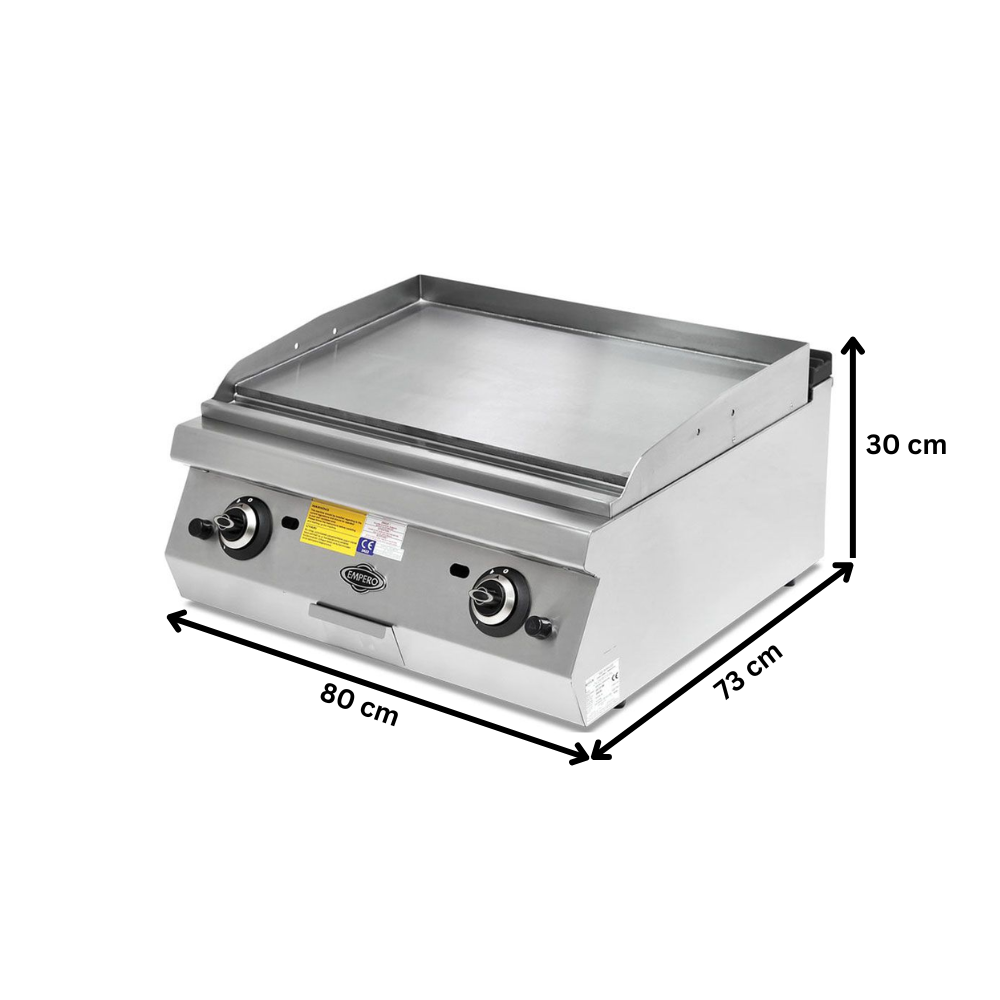 Grill pe gaz profesional, inox, cu suprafata neteda PLUS, 80*73*30 cm - 1