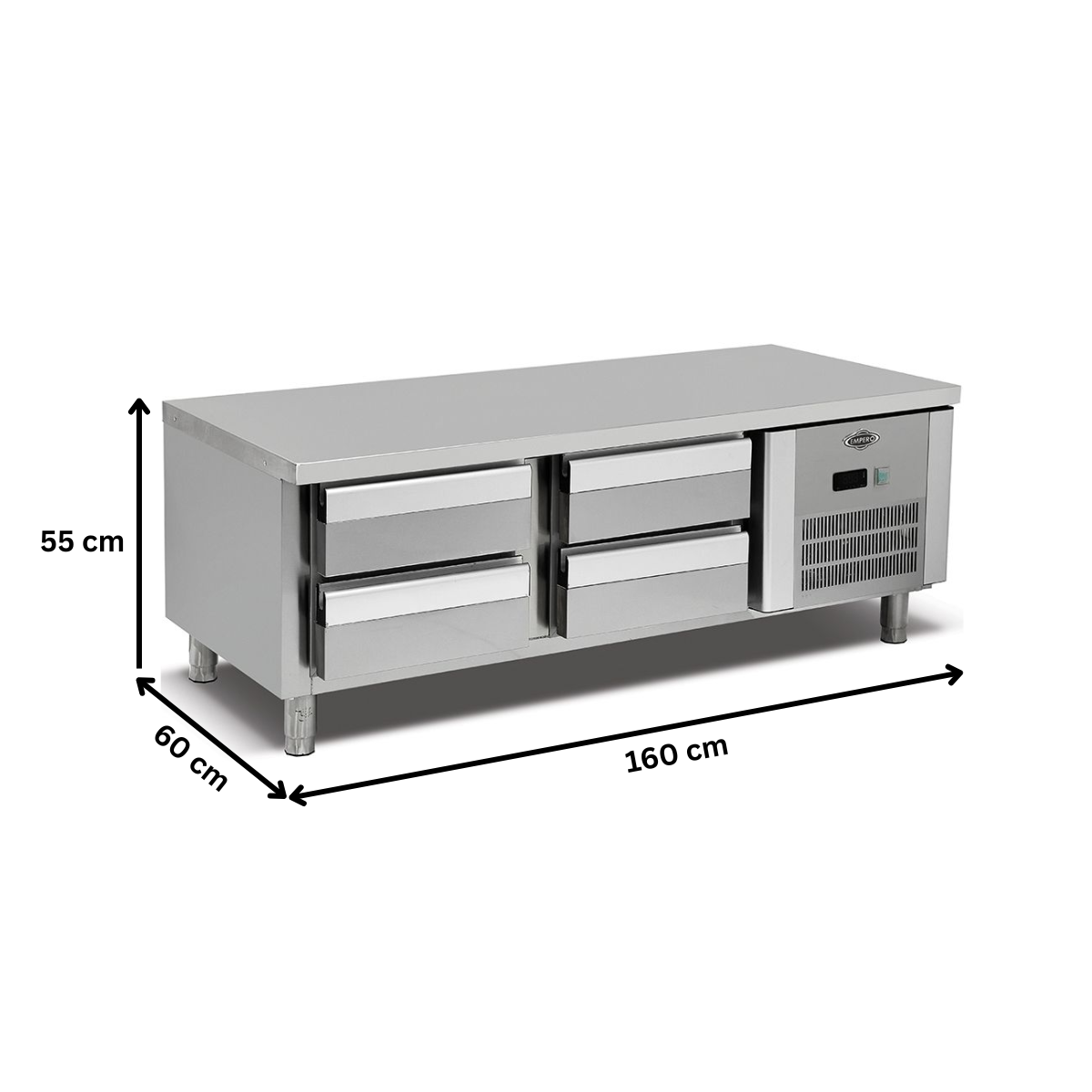 Masa rece undercounter, profesionala, inox, 4 sertare GN 2/3, 160*60*55 cm - 3
