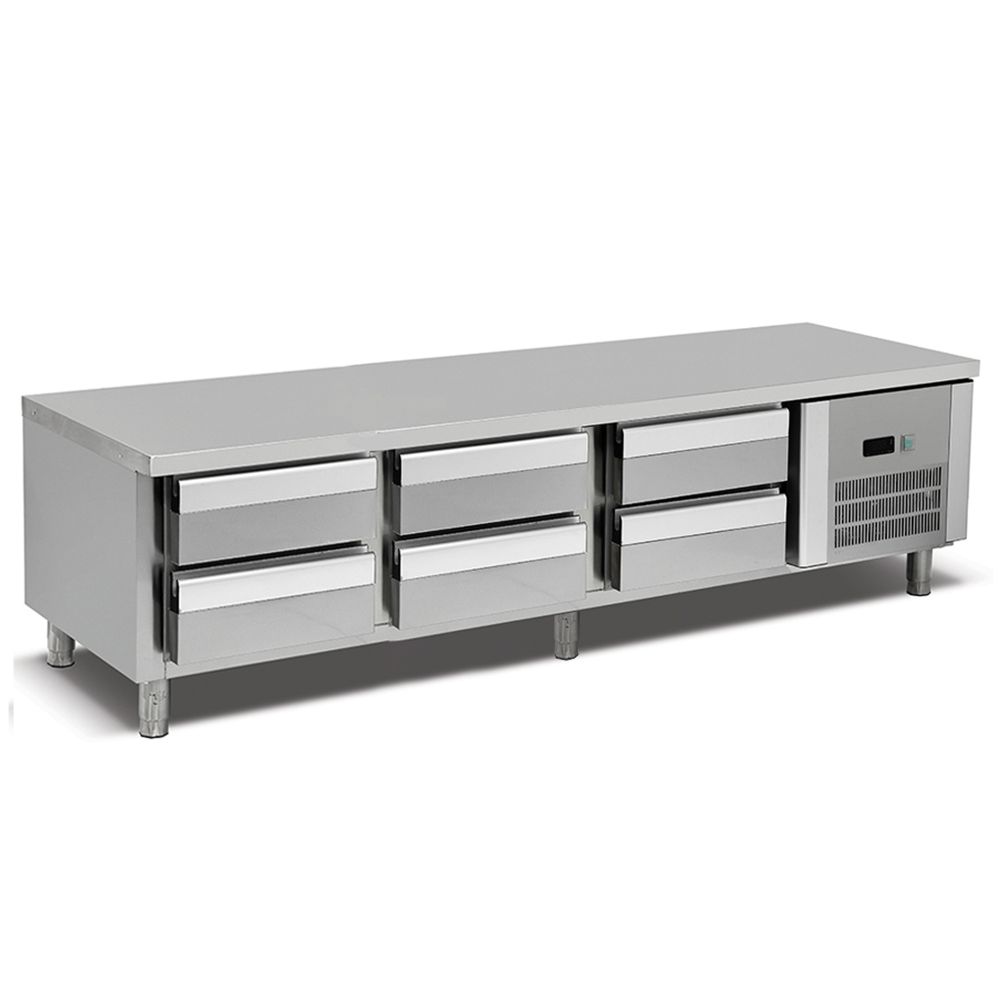 Masa rece undercounter inox cu 6 sertare GN 1/1, profesionala - 0