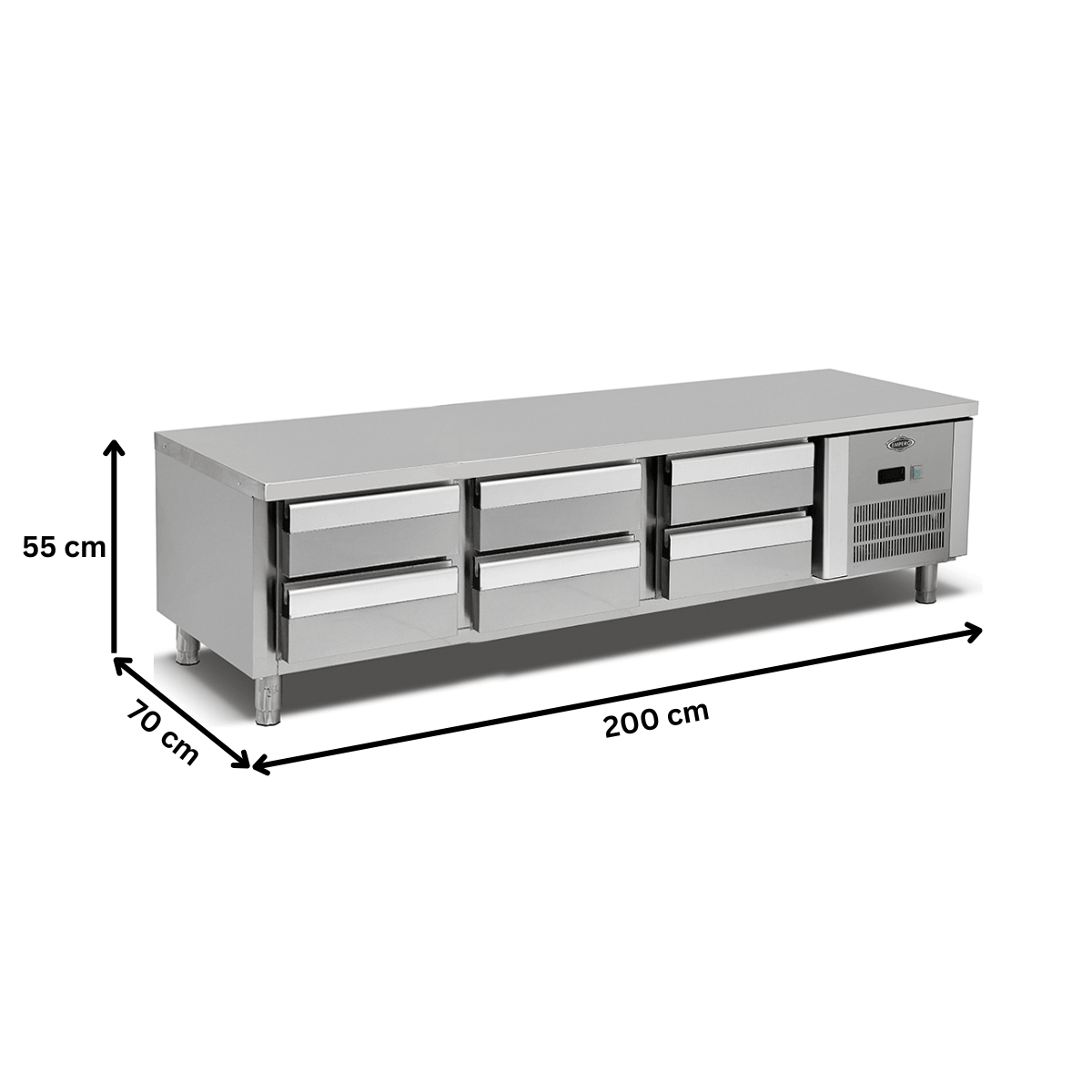 Masa rece undercounter inox cu 6 sertare GN 1/1, profesionala - 3
