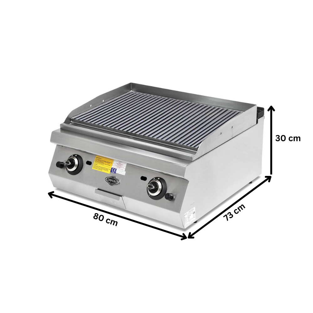 Grill pe gaz profesional, inox, cu suprafata striata cromata PLUS, 80*73*30 cm - 1