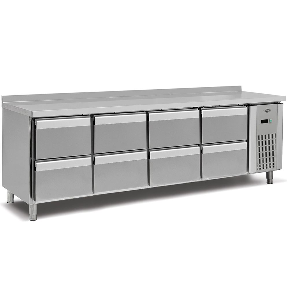 Masa rece, profesionala, inox, 8 sertare, 255*70*85 cm - 0
