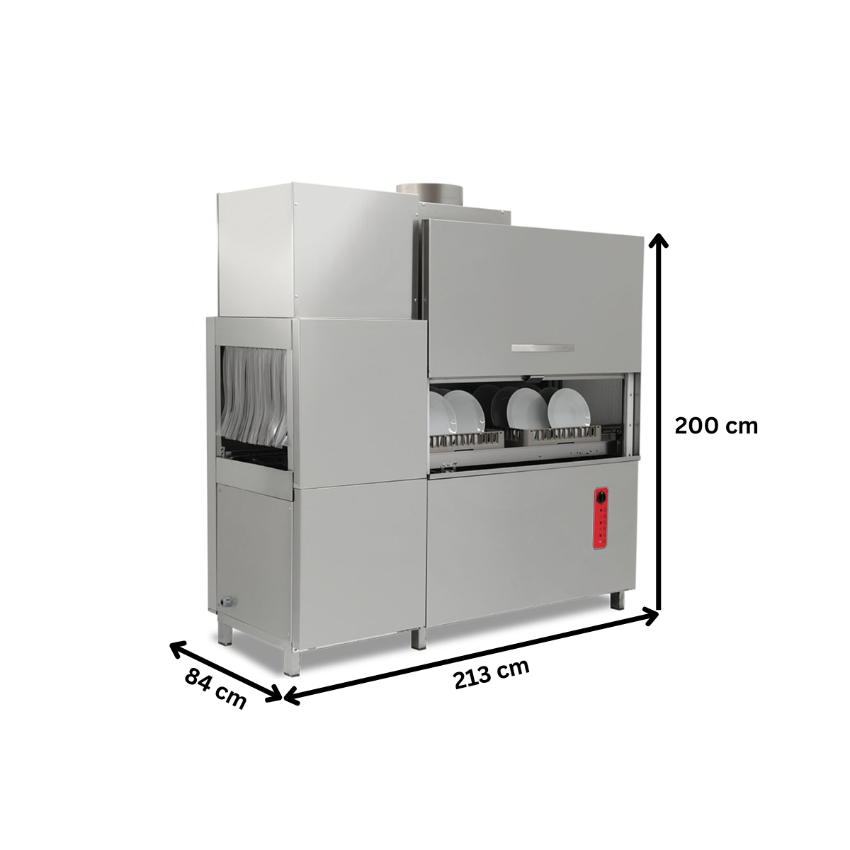 Masina de spalat vase profesionala de tip tunel cu modul uscare, capacitate de spalare 2200 de farfurii pe ora - 1