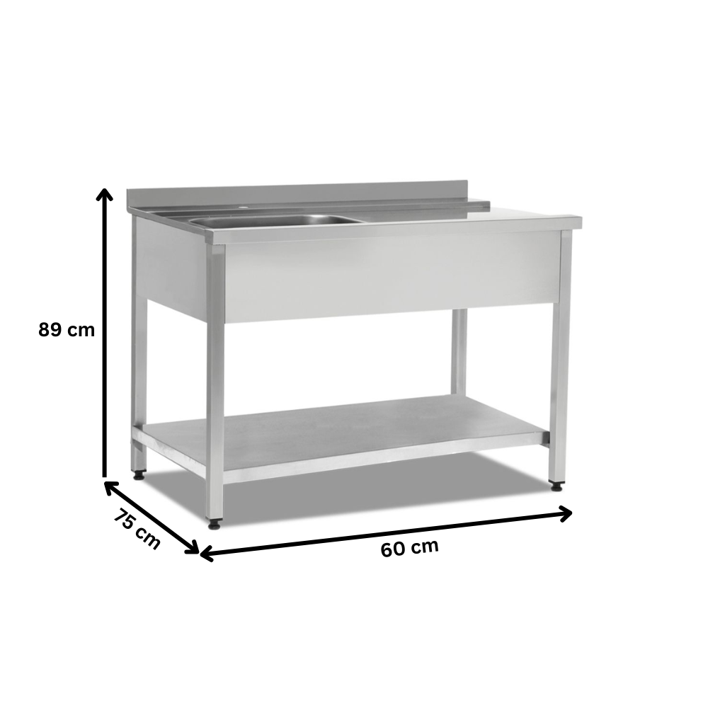 Masa inox de intrare pe stanga pentru masini de spalat vase cu capota 60*75*89 - 1