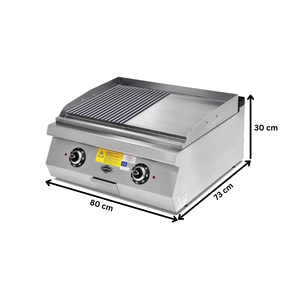 Grill electric profesional, inox, cu suprafata neteda si striata PLUS, 80*73*30 cm - 1