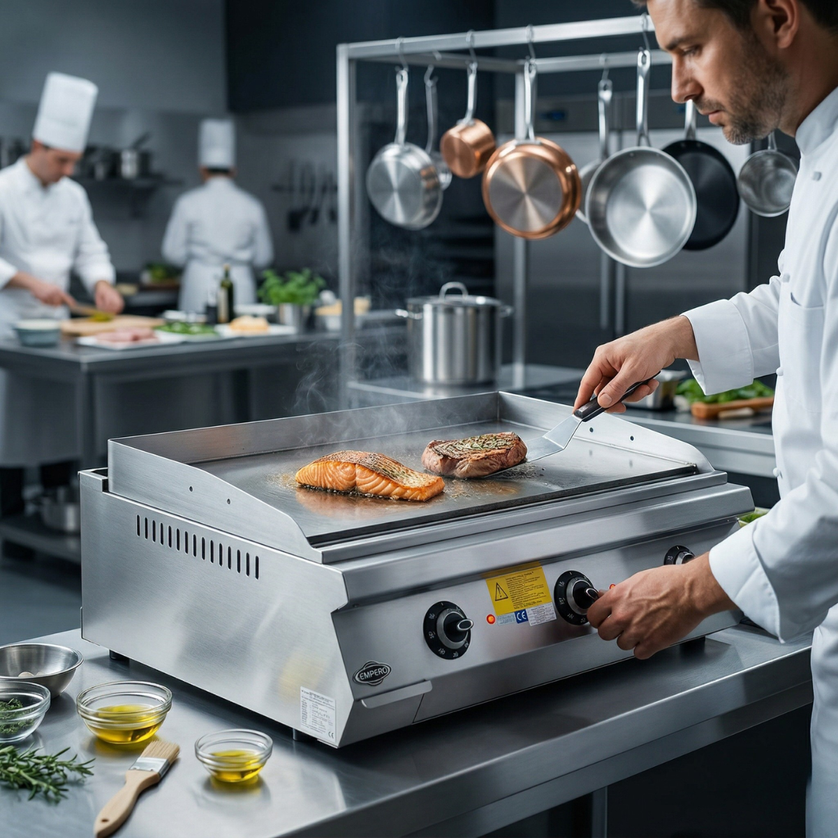 Grill electric profesional, inox, cu suprafata neteda PLUS, 120*73*30 cm - 2