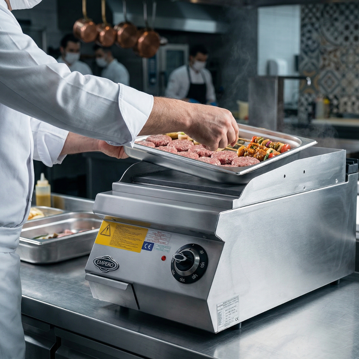 Grill electric profesional, inox, cu suprafata neteda cromata PLUS, 40*73*30 cm - 2
