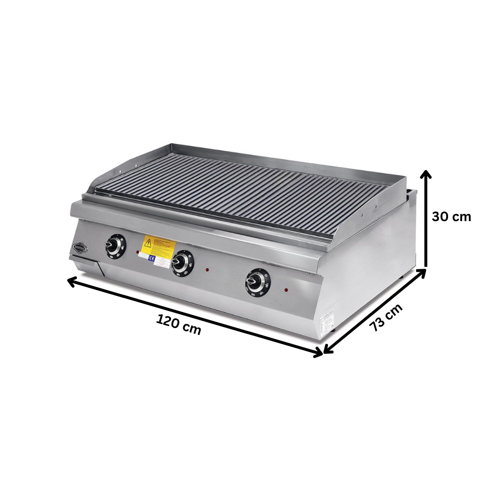Grill electric profesional, inox, cu suprafata striata cromata PLUS, 120*73*30 cm - 2