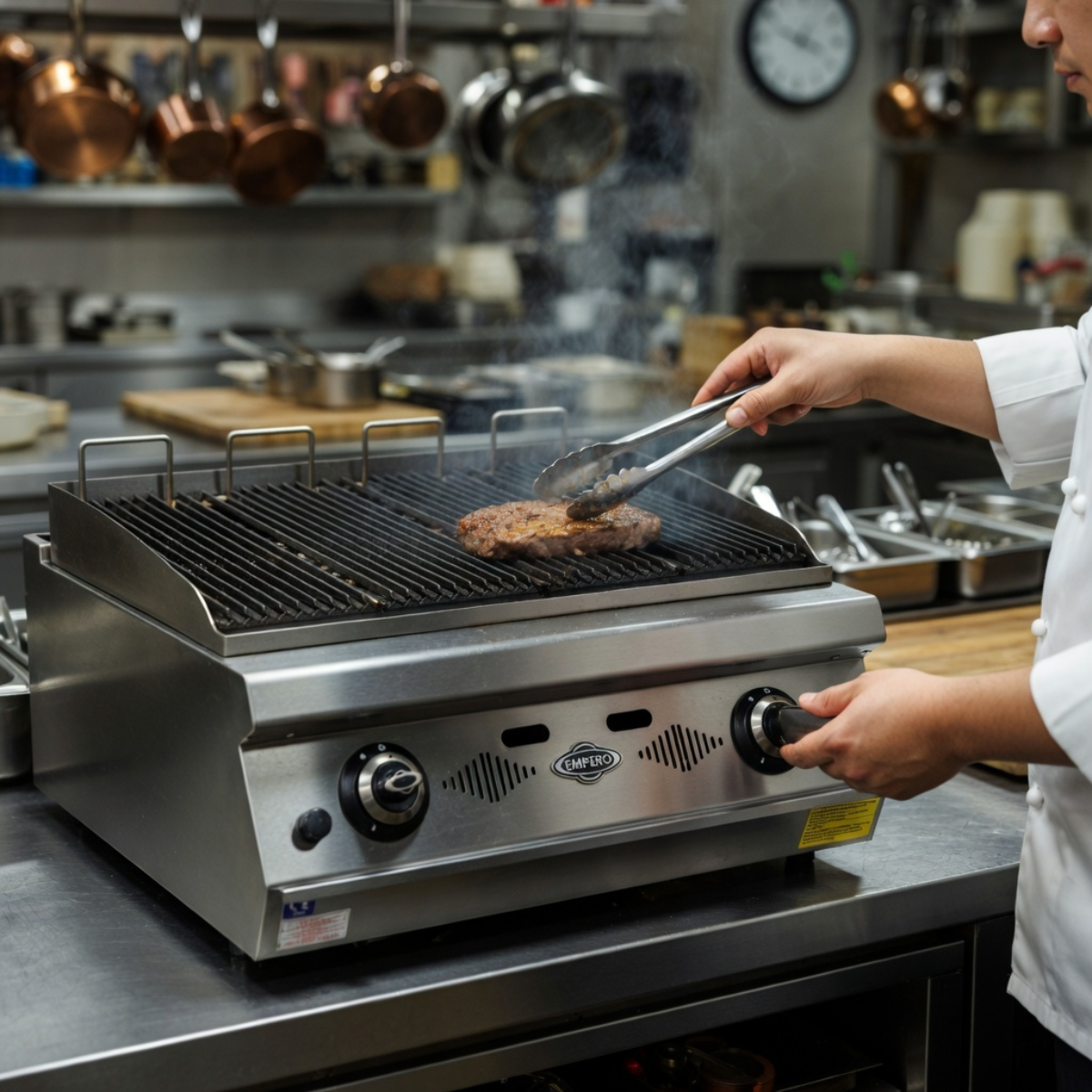 Grill pe gaz profesional, inox, cu steamer PLUS, 80*73*30 cm - 2