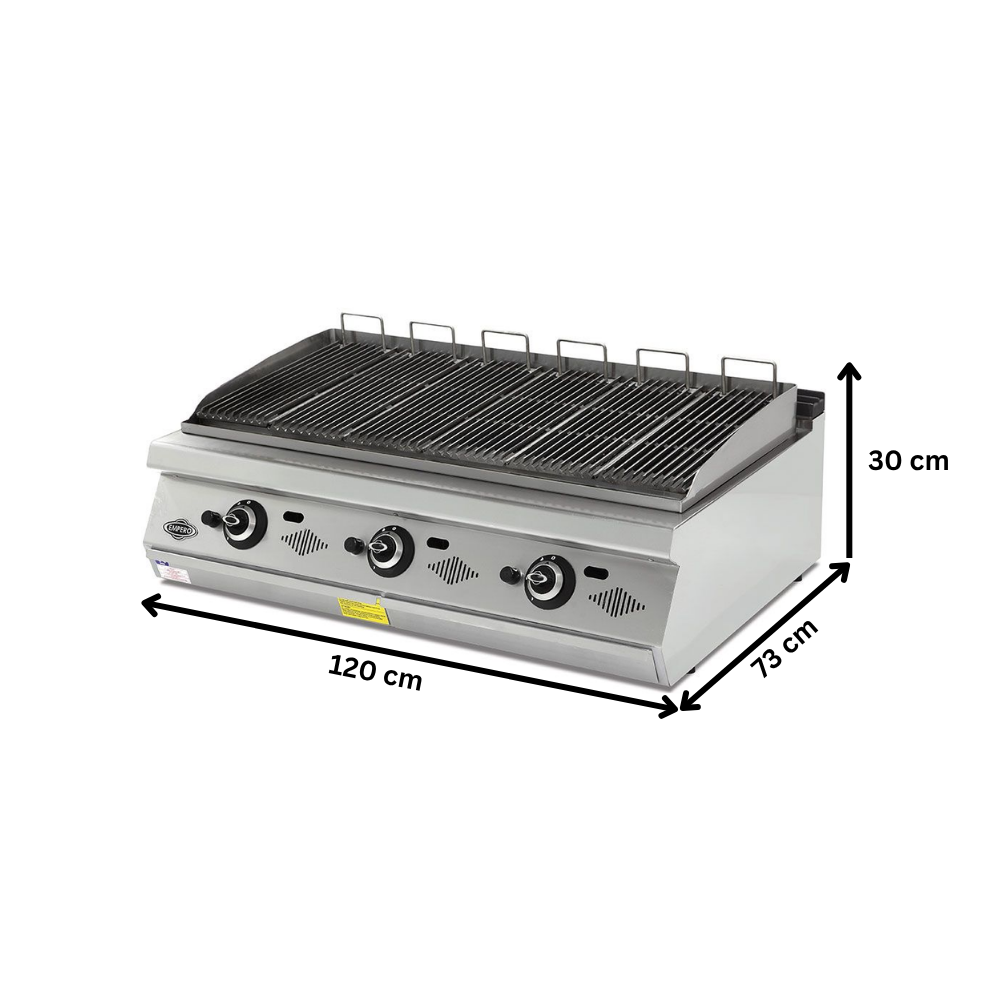 Grill pe gaz profesional, inox, cu steamer PLUS, 120*73*30 cm - 1