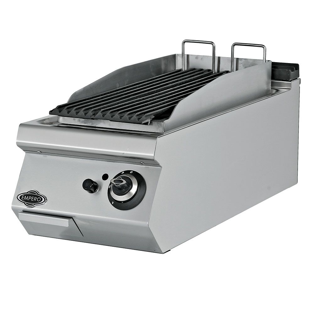 Grill pe gaz profesional, inox, cu roca vulcanica PLUS, 40*73*30 cm - 0