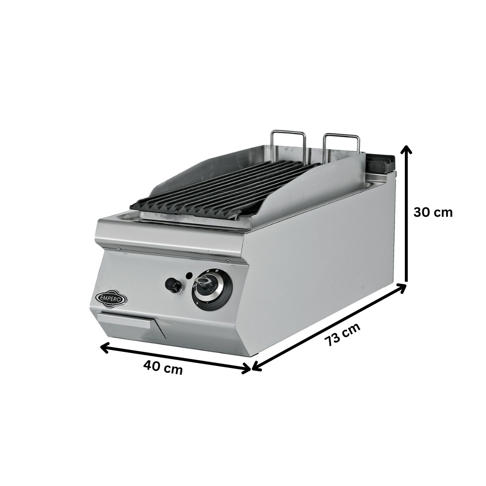 Grill pe gaz profesional, inox, cu roca vulcanica PLUS, 40*73*30 cm - 1