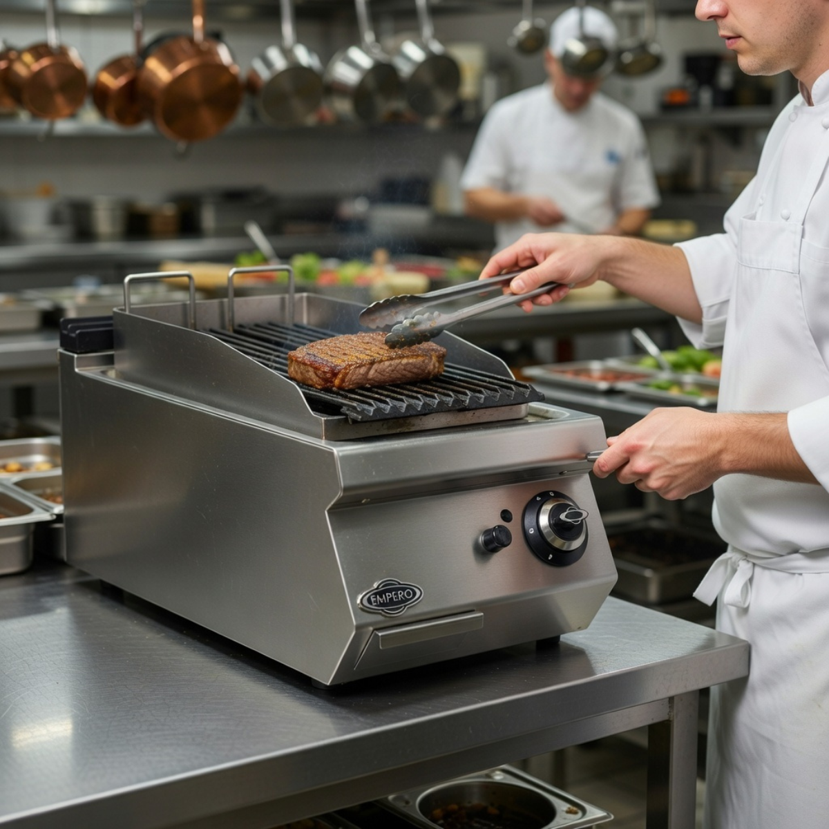 Grill pe gaz profesional, inox, cu roca vulcanica PLUS, 40*73*30 cm - 2