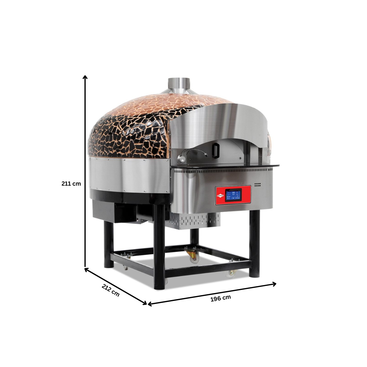 Cuptor profesional pizza traditional cu panou de control digital, rotativ, pe gaz si camera cu lemne pt afumare - 130 pizza/h - 3