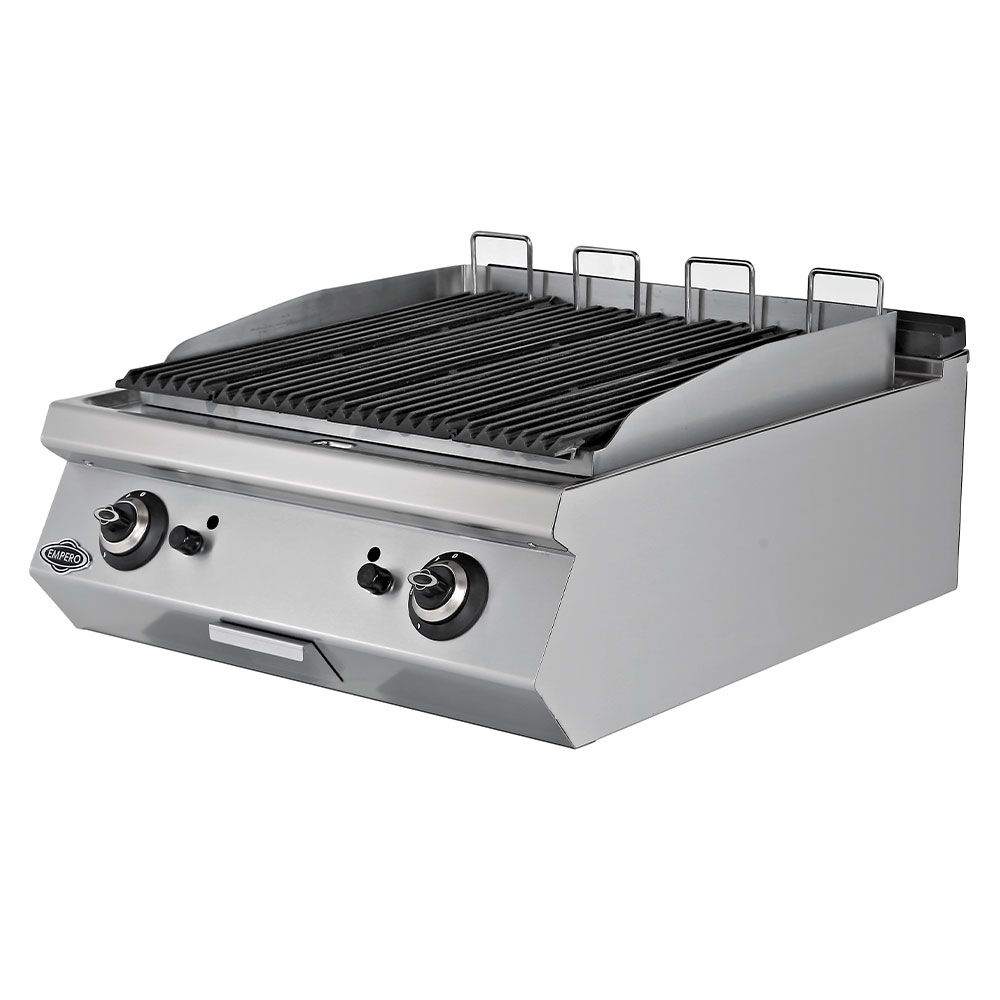 Grill pe gaz profesional, inox, cu roca vulcanica PLUS, 80*73*30 cm - 0