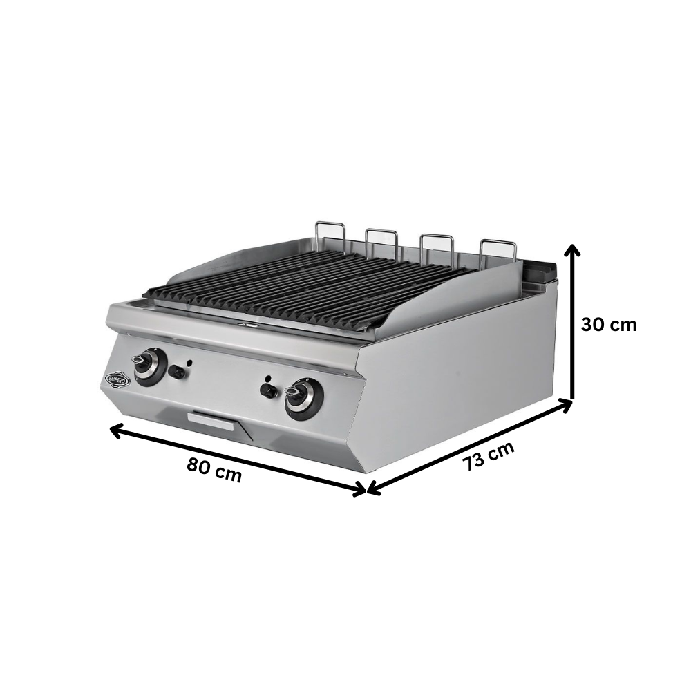 Grill pe gaz profesional, inox, cu roca vulcanica PLUS, 80*73*30 cm - 1
